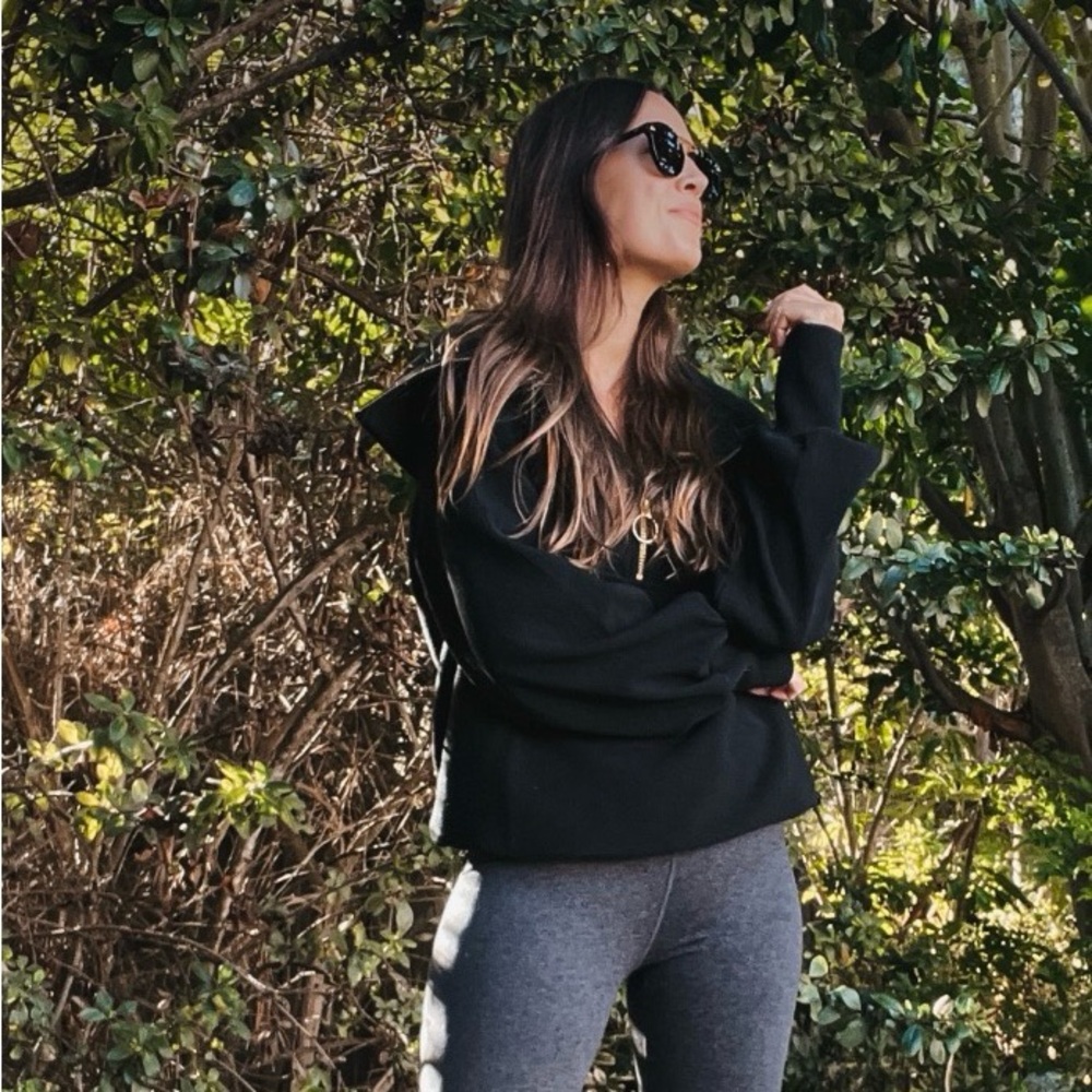 Varley Vine Ottoman Half Zip Pullover Sweater | Black | Size S